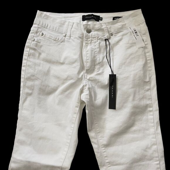 Tahari Jamie Mr Roll Cuff Skinny White Pants Sz 6/28 - Picture 3 of 16